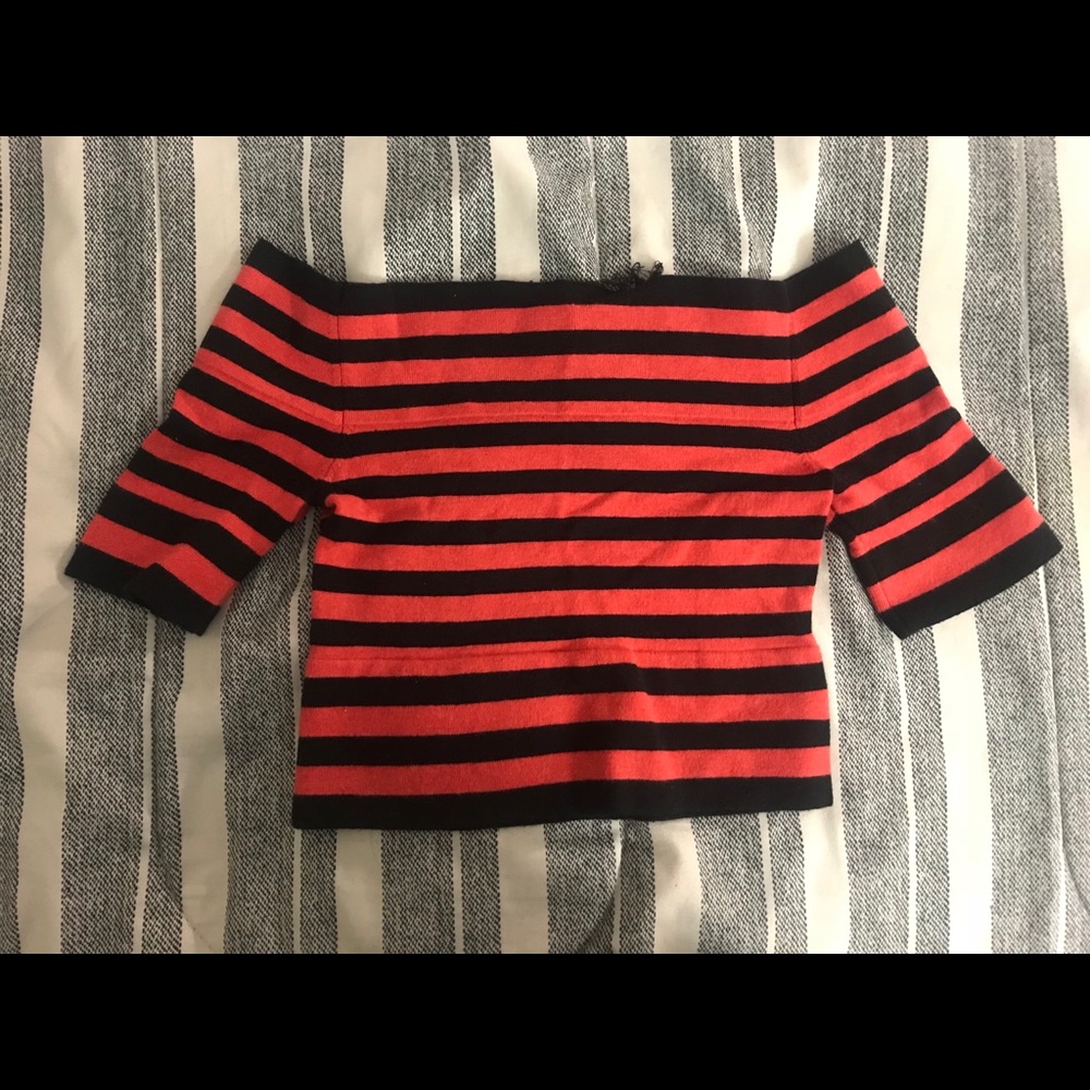 striped off the shoulder cropped top